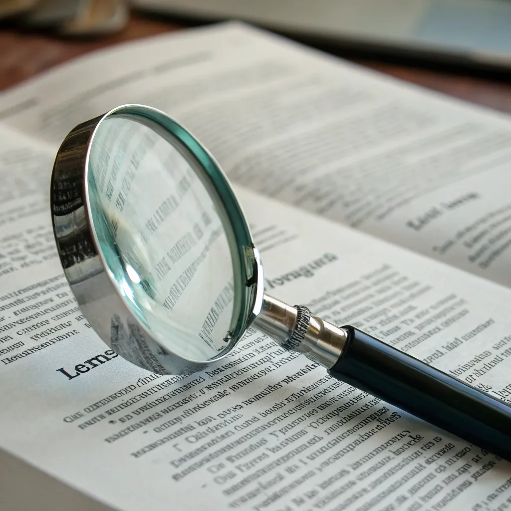 Image of a magnifying glass over printed text